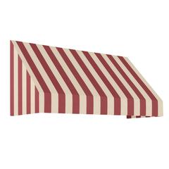 Awntech 8.375 ft New Yorker Fixed Awning Acrylic Fabric, Burgundy/Tan Stripe