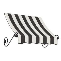 Awntech 3.375 ft Charleston Fixed Awning Acrylic Fabric, Black/White Stripe