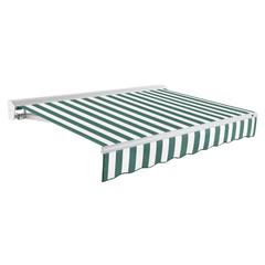 18' x 10' Destin Right Motorized Patio Retractable Awning, Forest/White Stripe