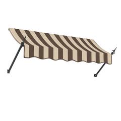 Awntech 6.375 ft New Orleans Fixed Awning Acrylic Fabric, Brown/Tan Stripe