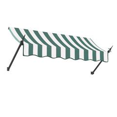 Awntech 6.375 ft New Orleans Fixed Awning Acrylic Fabric, Forest/White Stripe