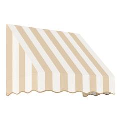 Awntech 3.375 ft San Francisco Fixed Awning Acrylic Fabric, Linen/White Stripe