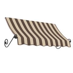 Awntech 8.375 ft Charleston Fixed Awning Acrylic Fabric, Brown/Tan Stripe