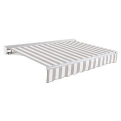 8' x 6.5' Destin Right Motorized Patio Retractable Awning, Gray/White Stripe