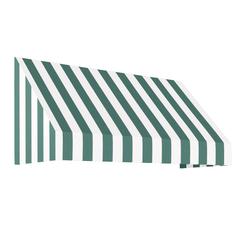 Awntech 5.375 ft New Yorker Fixed Awning Acrylic Fabric, Forest/White Stripe