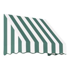 Awntech 4.375 ft San Francisco Fixed Awning Acrylic Fabric, Forest/White Stripe