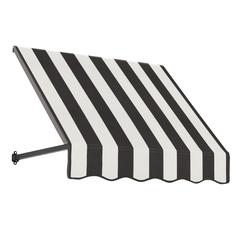 Awntech 4.375 ft Dallas Retro Fixed Awning Acrylic Fabric, Black/White Stripe