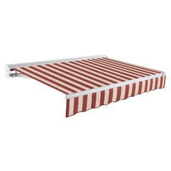 24' x 10' Destin Right Motorized Patio Retractable Awning, Burgundy/Tan Stripe