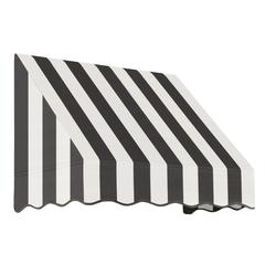 Awntech 4.375 ft San Francisco Fixed Awning Acrylic Fabric, Black/White Stripe