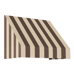 Awntech 4.375 ft New Yorker Fixed Awning Acrylic Fabric, Brown/Tan Stripe