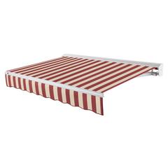 12' x 10' Destin Left Motorized Patio Retractable Awning, Burgundy/Tan Stripe