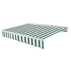 12' x 10' Destin Left Motorized Patio Retractable Awning, Forest/White Stripe