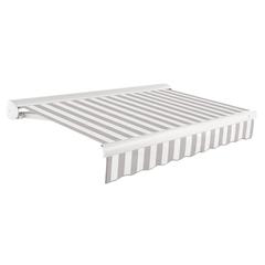 12' x 10' Full Cassette Manual Patio Retractable Awning, Gray/White Stripe