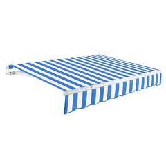 12' x 10' Maui Manual Patio Retractable Awning, Bright Blue/White Stripe