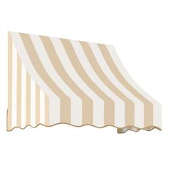 Awntech 4.375 ft Nantucket Fixed Awning Acrylic Fabric, Linen/White Stripe
