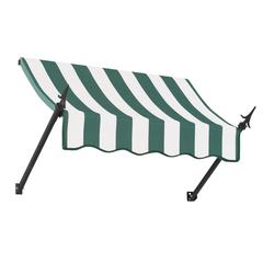 Awntech 4.375 ft New Orleans Fixed Awning Acrylic Fabric, Forest/White Stripe