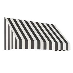 Awntech 8.375 ft New Yorker Fixed Awning Acrylic Fabric, Black/White Stripe