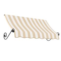 Awntech 6.375 ft Charleston Fixed Awning Acrylic Fabric, Linen/White Stripe