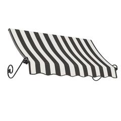 Awntech 8.375 ft Charleston Fixed Awning Acrylic Fabric, Black/White Stripe