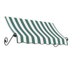 Awntech 5.375 ft Charleston Fixed Awning Acrylic Fabric, Forest/White Stripe