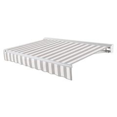 24' x 10' Destin Left Motorized Patio Retractable Awning, Gray/White Stripe