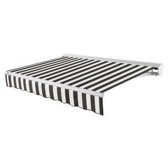 24' x 10' Destin Left Motorized Patio Retractable Awning, Black/White Stripe