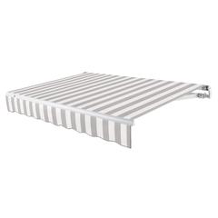 14' x 10' Maui Left Motorized Patio Retractable Awning, Gray/White Stripe