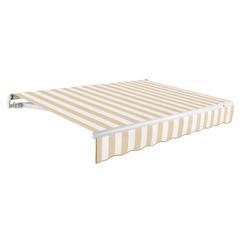 14' x 10' Maui Right Motorized Patio Retractable Awning, Linen/White Stripe