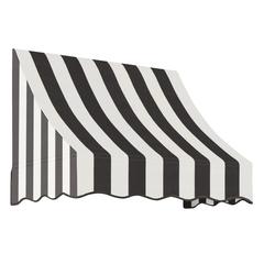 Awntech 3.375 ft Nantucket Fixed Awning Acrylic Fabric, Black/White Stripe