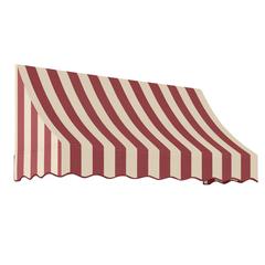 Awntech 6.375 ft Nantucket Fixed Awning Acrylic Fabric, Burgundy/Tan Stripe