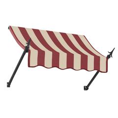 Awntech 3.375 ft New Orleans Fixed Awning Acrylic Fabric, Burgundy/Tan Stripe