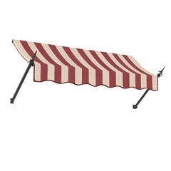Awntech 6.375 ft New Orleans Fixed Awning Acrylic Fabric, Burgundy/Tan Stripe