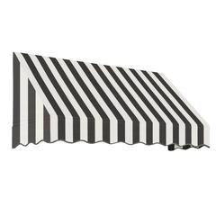 Awntech 6.375 ft San Francisco Fixed Awning Acrylic Fabric, Black/White Stripe