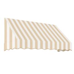 Awntech 6.375 ft San Francisco Fixed Awning Acrylic Fabric, Linen/White Stripe