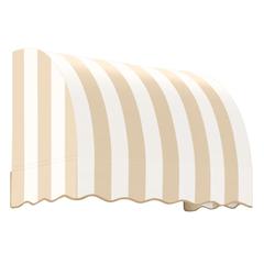 Awntech 3.375 ft Savannah Fixed Awning Acrylic Fabric, Linen/White Stripe