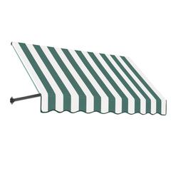 Awntech 7.375 ft Dallas Retro Fixed Awning Acrylic Fabric, Forest/White Stripe