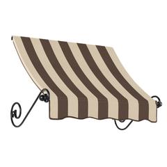 Awntech 4.375 ft Charleston Fixed Awning Acrylic Fabric, Brown/Tan Stripe