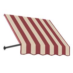 Awntech 4.375 ft Dallas Retro Fixed Awning Acrylic Fabric, Burgundy/Tan Stripe