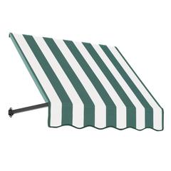 Awntech 4.375 ft Dallas Retro Fixed Awning Acrylic Fabric, Forest/White Stripe