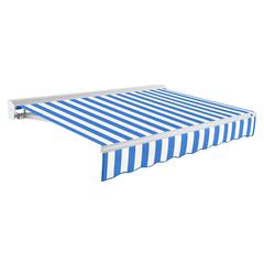 18' x 10' Destin Manual Patio Retractable Awning, Bright Blue/White Stripe