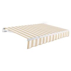 18' x 10' Maui Manual Patio Retractable Awning, Linen/White Stripe