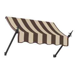Awntech 4.375 ft New Orleans Fixed Awning Acrylic Fabric, Brown/Tan Stripe