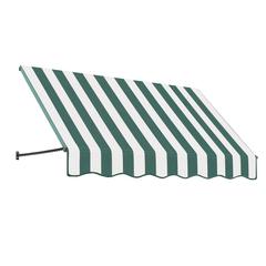 Awntech 8.375 ft Santa Fe Fixed Awning Acrylic Fabric, Forest/White Stripe