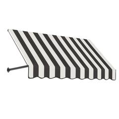 Awntech 10.375 ft Dallas Retro Fixed Awning Acrylic Fabric, Black/White Stripe