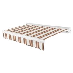 Full Cassette Left Motorized Patio Retractable Awning, Brown/Tan/Terracotta