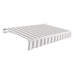 8' x 6.5' Maui Manual Patio Retractable Awning Acrylic Fabric, Gray/White Stripe
