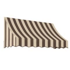 Awntech 8.375 ft Nantucket Fixed Awning Acrylic Fabric, Brown/Tan Stripe