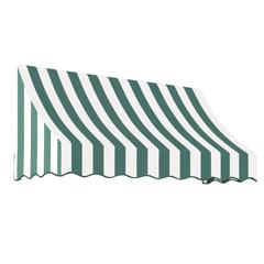 Awntech 8.375 ft Nantucket Fixed Awning Acrylic Fabric, Forest/White Stripe