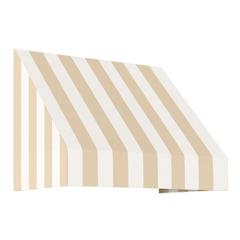 Awntech 3.375 ft New Yorker Fixed Awning Acrylic Fabric, Linen/White Stripe