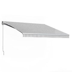 12' x 10' California Manual Patio Retractable Awning, Gray/White Stripe